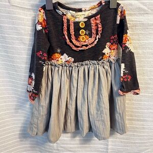 Matilda Jane Floral Ruffle Dress - Charcoal and Gray 6-12mo
